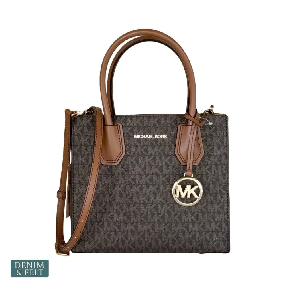 NEW Michael Kors Mercer Medium Logo Accordion Crossbody Brown MK Leather Bag - Picture 2 of 16